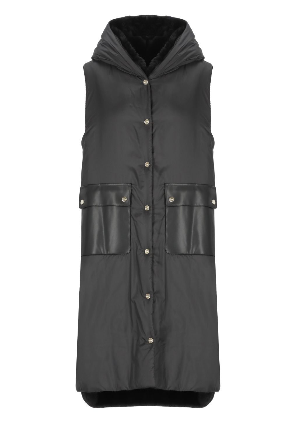 Padded reversible sleeveless jacket