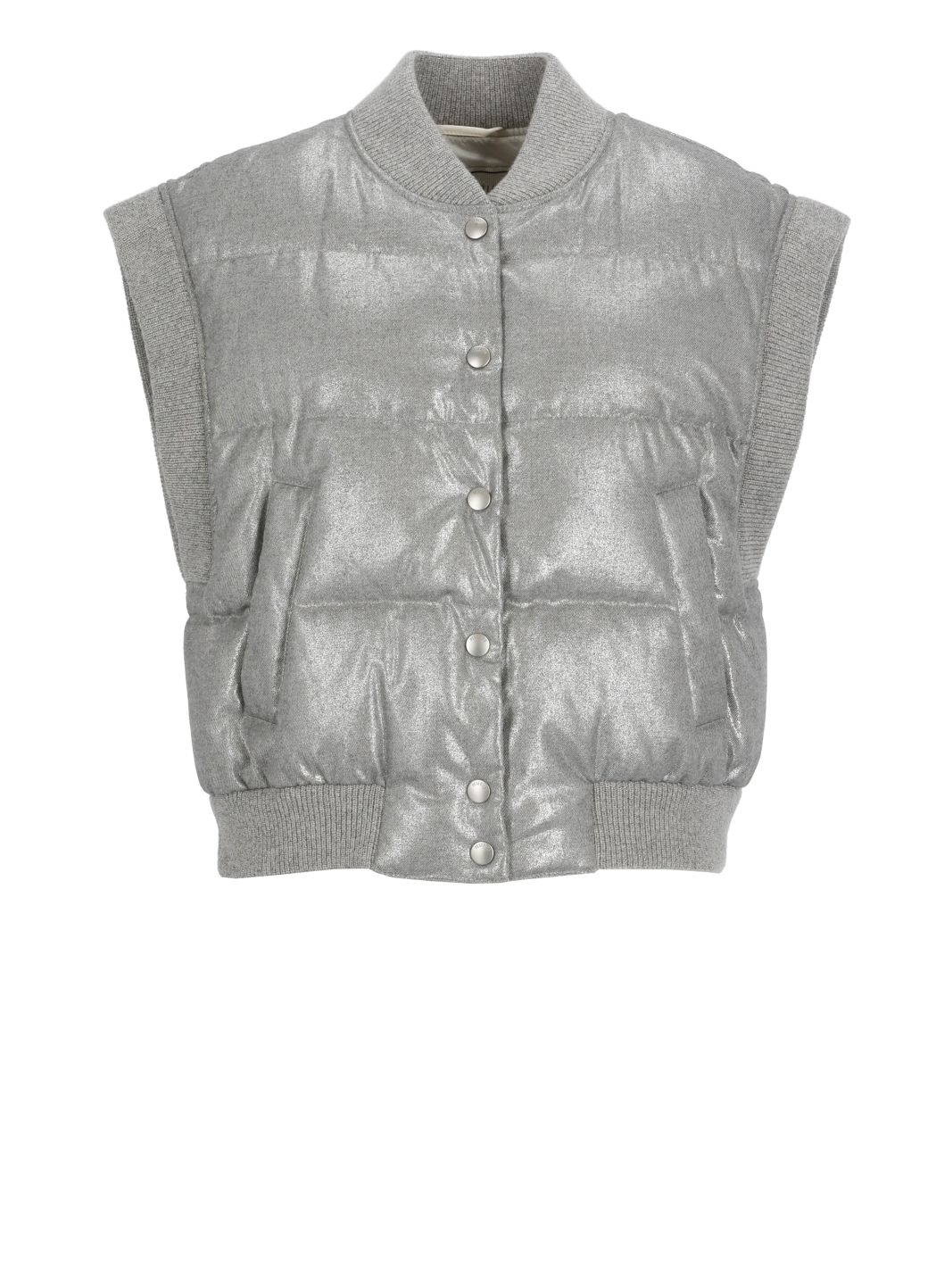 Quilted and padded sleeveless jacket