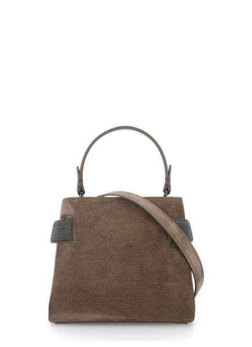 Suede leather hand bag