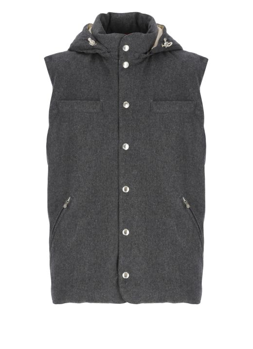 Wool padded sleeveless jacket