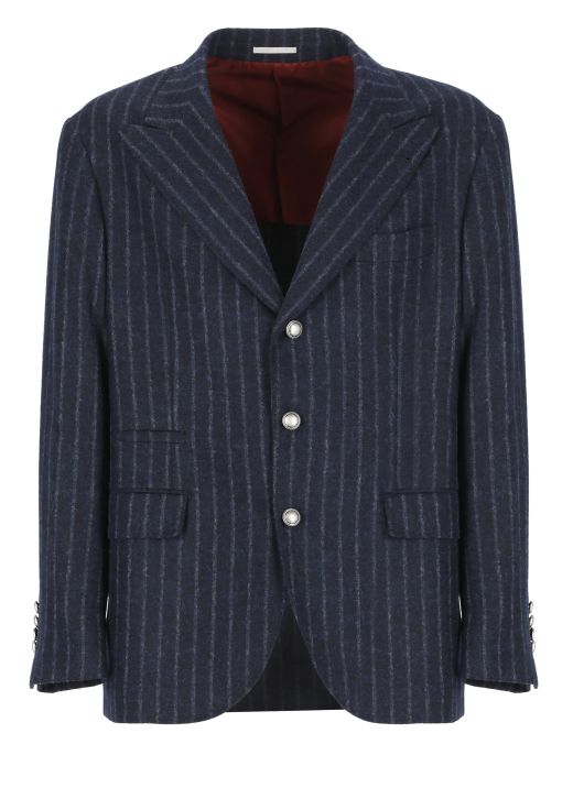 Alpaca and wool pinstriped jacket