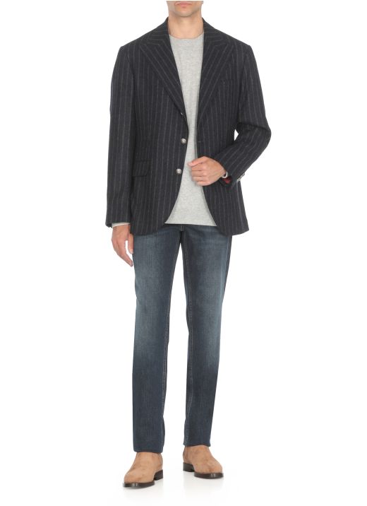 Alpaca and wool pinstriped jacket