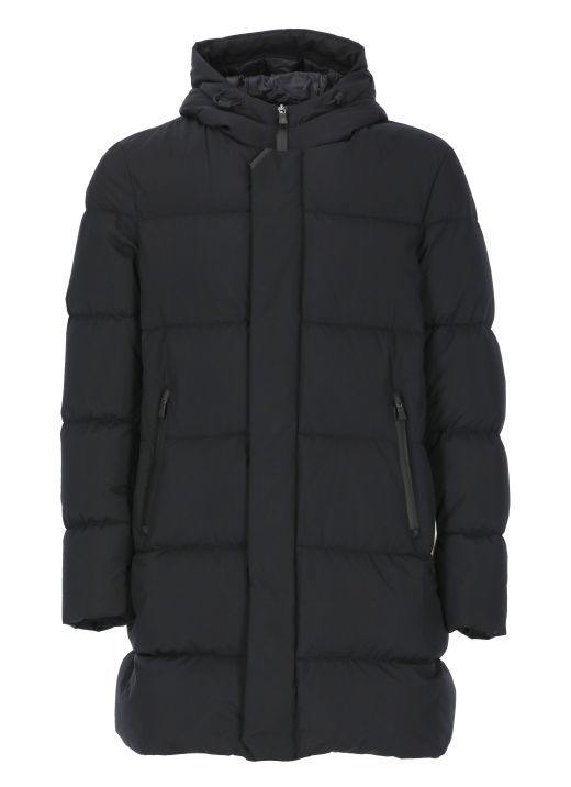 Long quilted down jacket