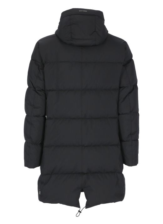 Long quilted down jacket