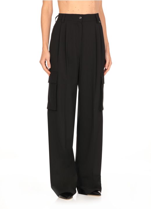 Wool blend palazzo pants