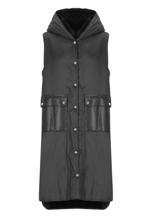 Padded reversible sleeveless jacket