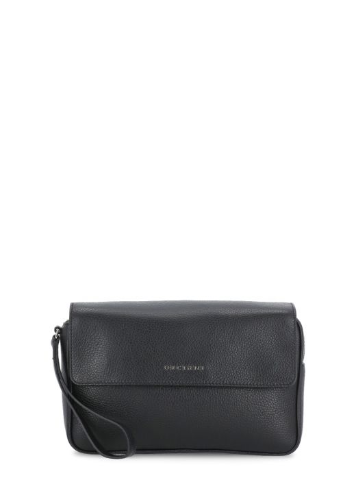 Pebbled leather pochette